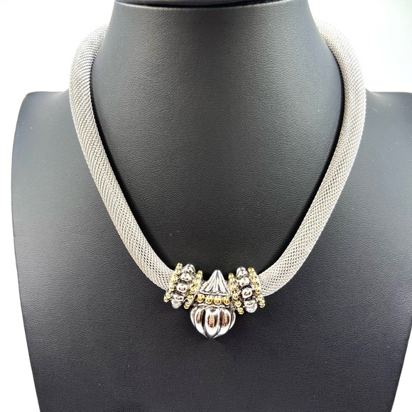 Jewelry - Mesh Necklace with Magnetic Pendant 16” Removable Pendant Statement Big Bold